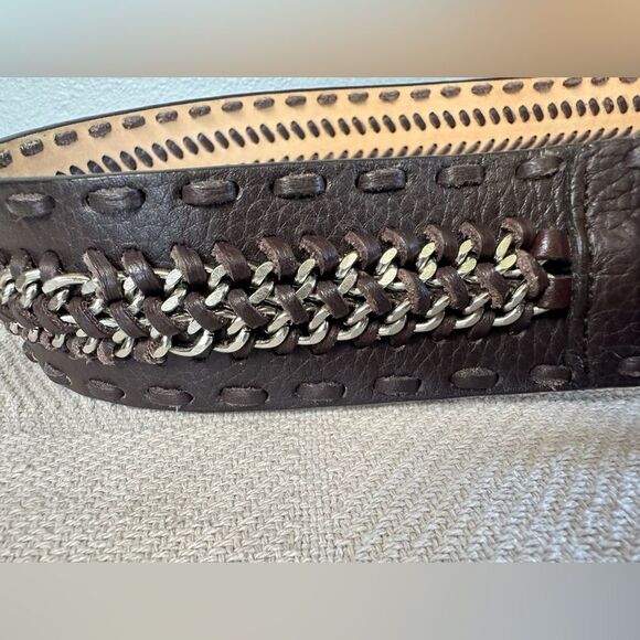 Michael Kors Braided Leather Chain Statement Belt Brown BOHO Size M - Picture 3 of 11